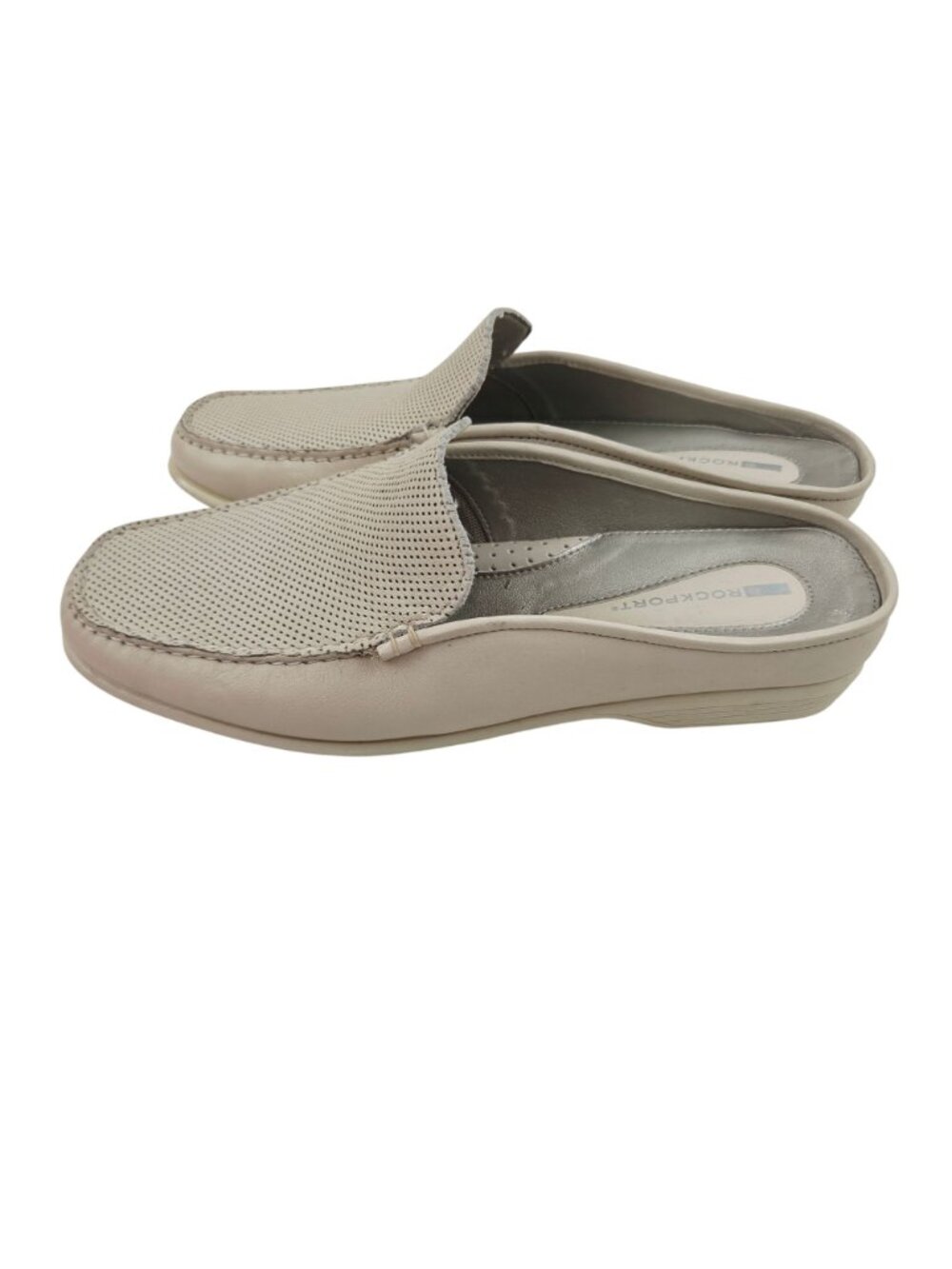 Rockport Mule Loafers Womens Size 9 Beige Leather Perforated Slip On Comfort - Picture 3 of 11